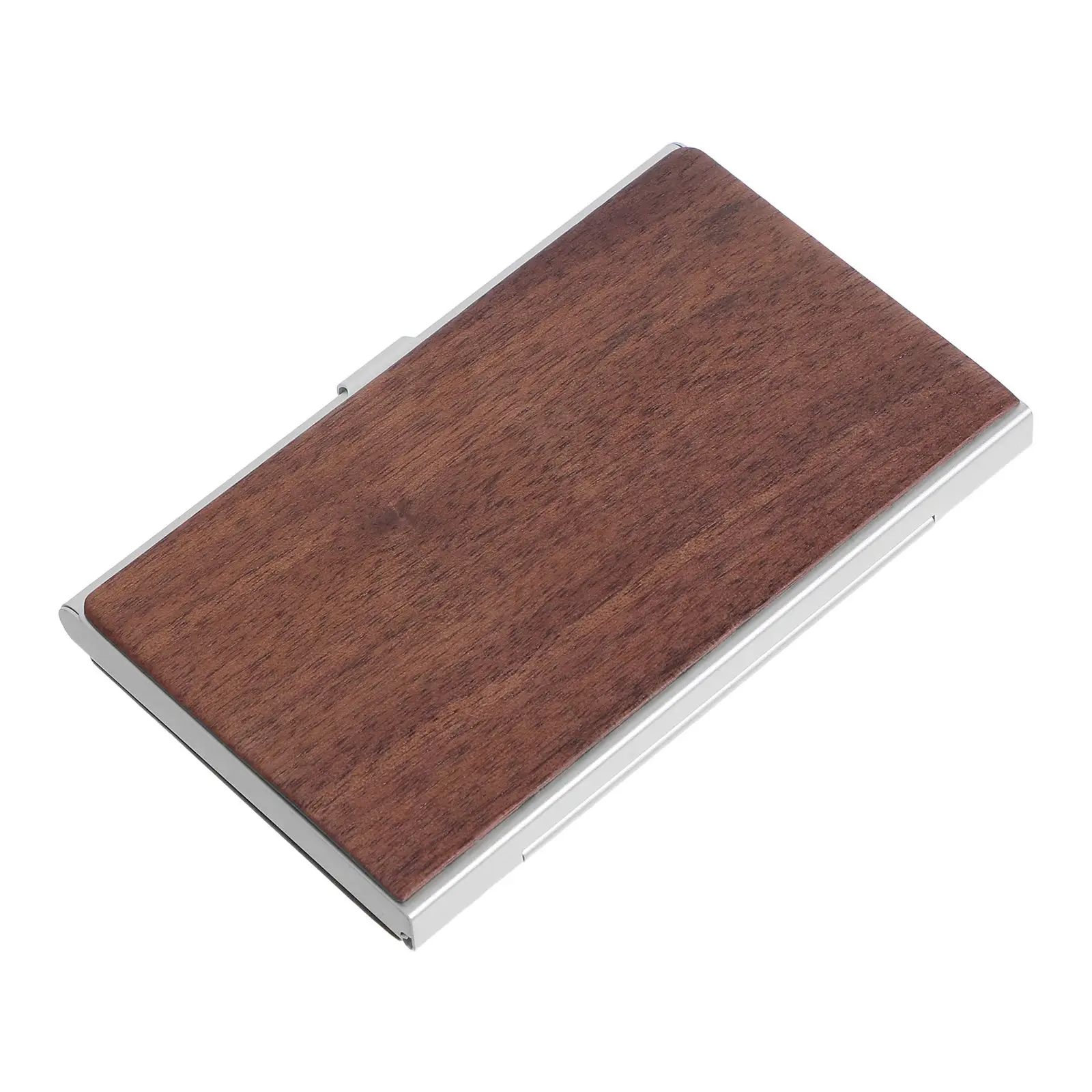 

Wallet Wood Grain Business Card Box Rustic Case Office Desk Cards Pocket Holder Credit Compact Holders Light Brown Miss