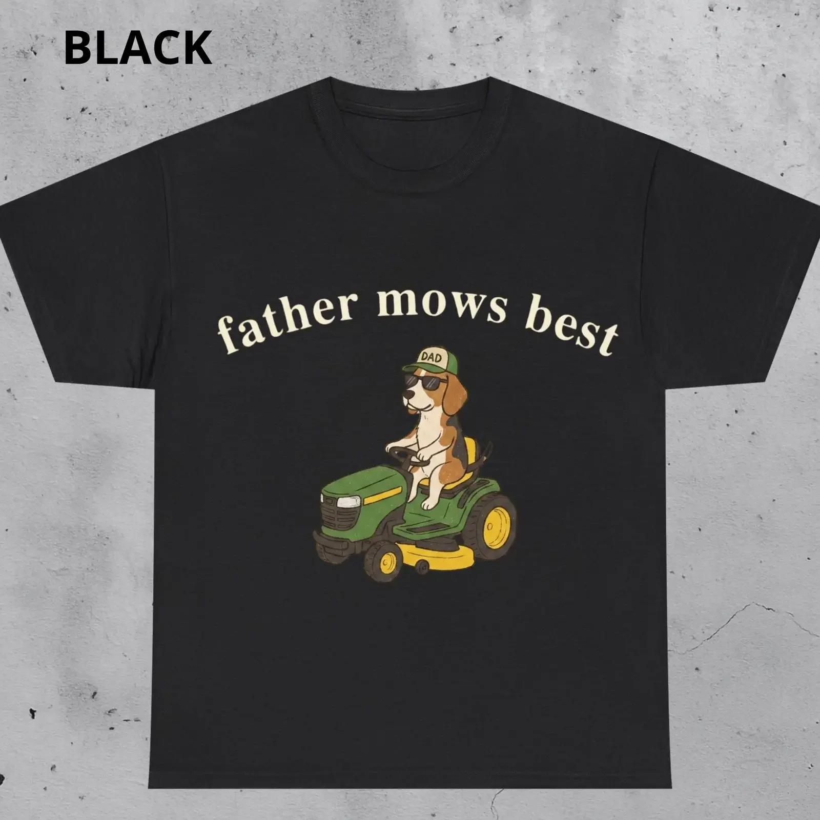 Father Mows BesT T Shirt Funny Dad Lawn Mower Dog Father's Day Care vintage Washed Stylish Soft homme streetwear Versatile