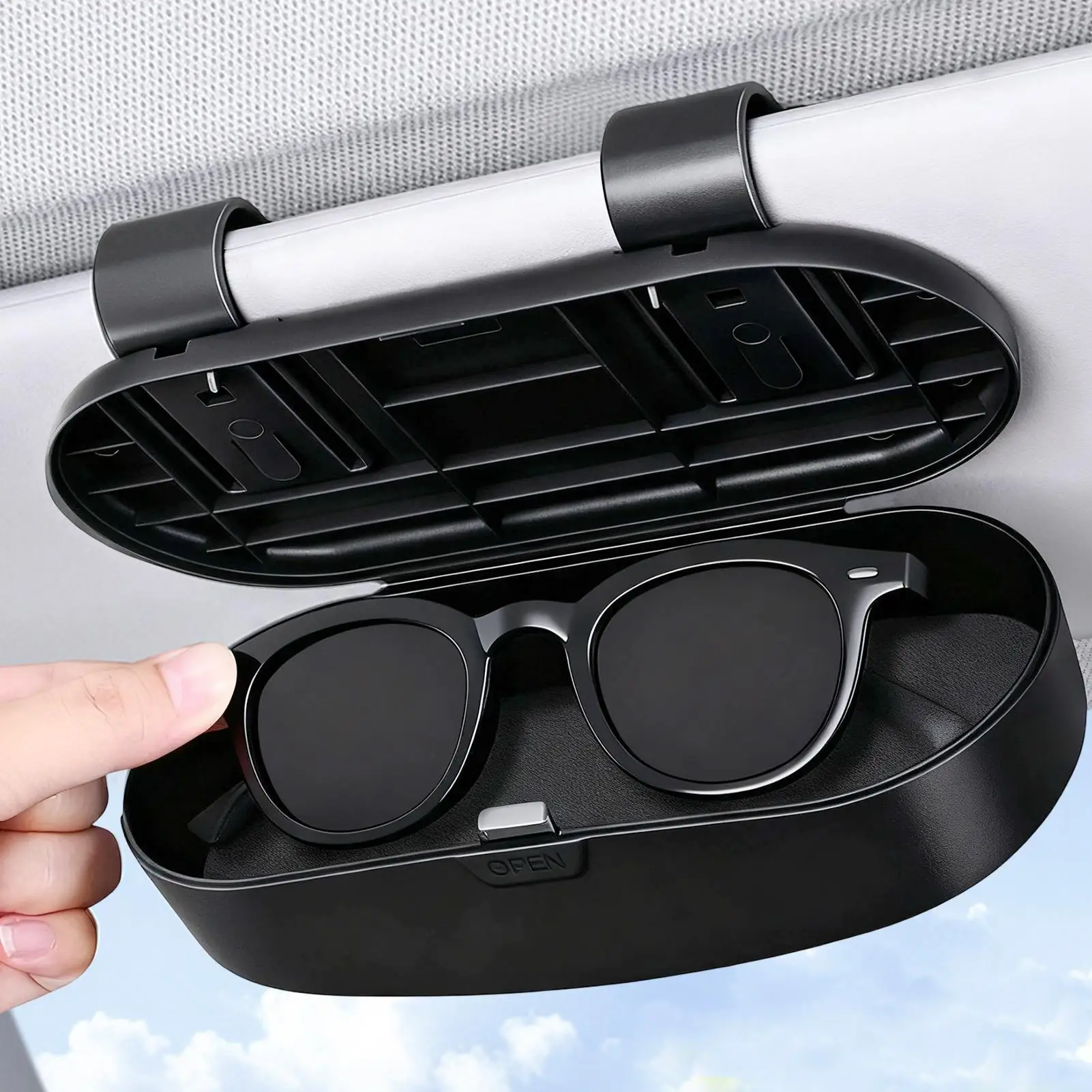 

Sunglasses Holder For Car Visor Universal Anti-Scratch Auto Organizers Eyeglass Case For Vehicle Driving Road Trip Birthday