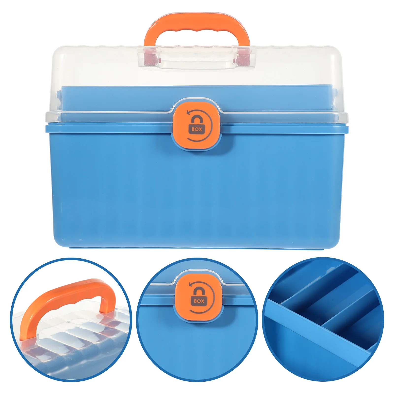 First Aid Box Empty Portable Medicine Case with Handle Multi-Function Storage for Home Camping Sports Team Sturdy Lightweight