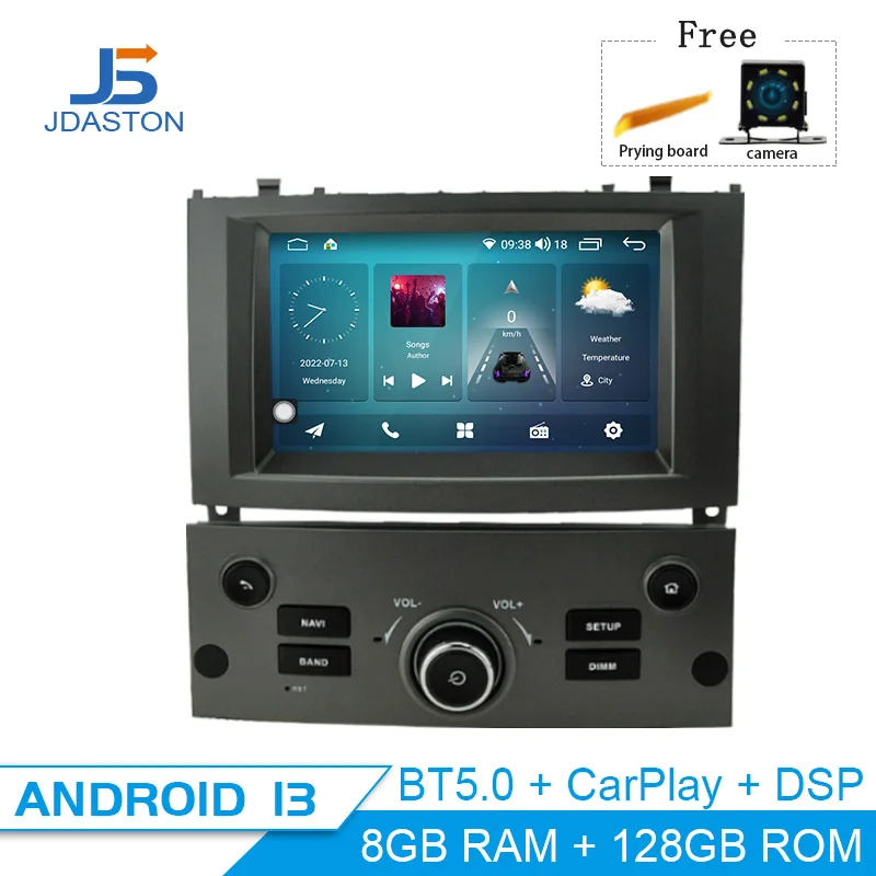 

Jdaston Android 13 Car Multimedia Player For Peugeot 407 2004 - 2010 GPS Navigation Stereo 1 Din Car Radio 8GB Audio DSP Carplay