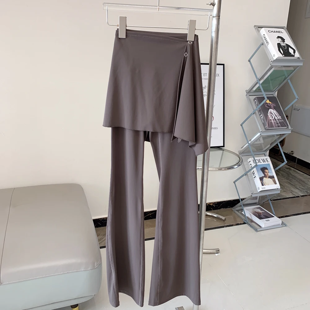Hochgeschnittene, ausgestellte Yoga-Hose für Damen, Po-Formende, Zweiteilige Optik Leggings, Workout-Rock, Pilates, Fitness, Lauf- und Trainingshose – Detail 6