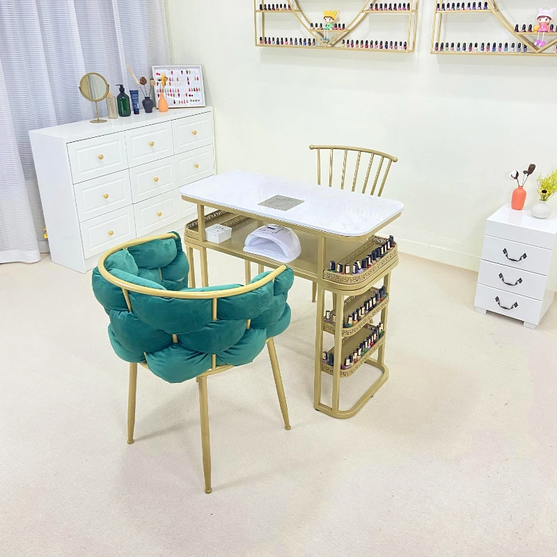 Escritorio de diseño de uñas de oro de lujo, mesa de uñas de diseñador estético blanco, manicura profesional, Scrivania Per Unghie, muebles de salón