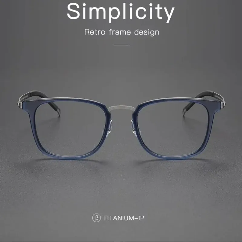 New Large-frame, Gender-neutral Adult-sized Square Titanium Alloy Glasses Made of Acetate Fiber Optical Eyeglass Frame