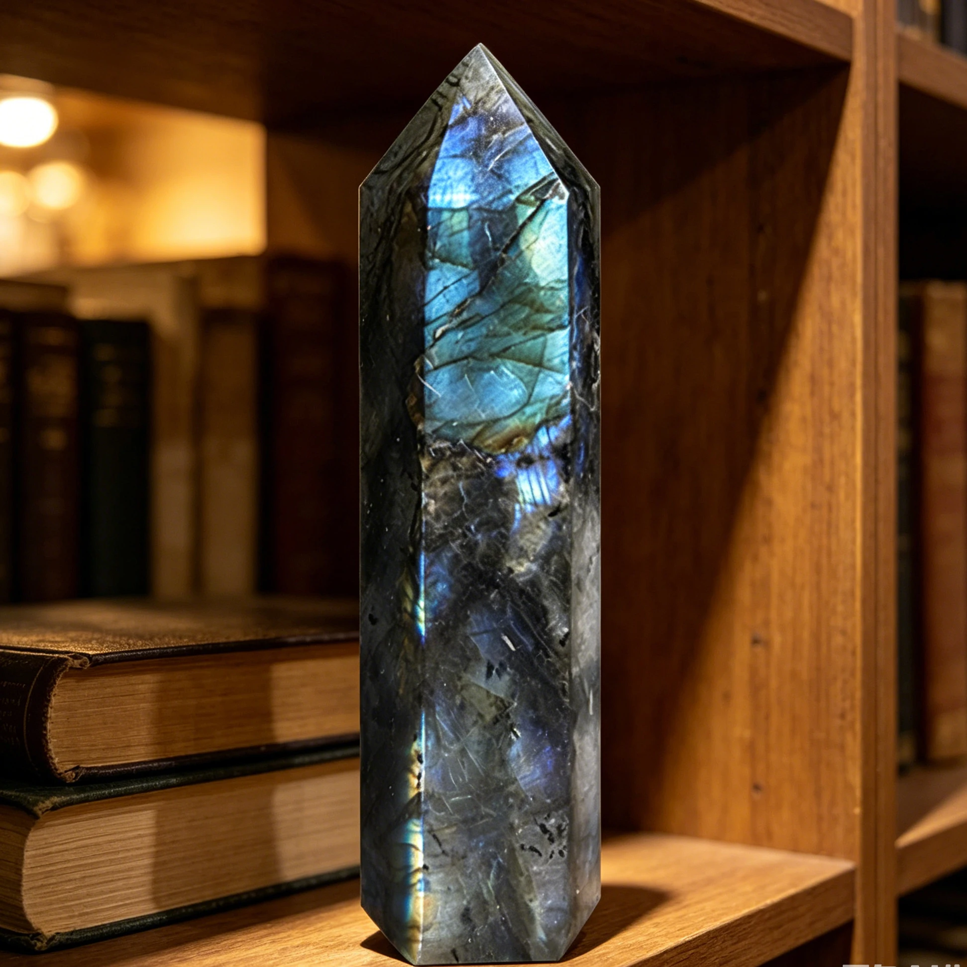 Natural Labradorite Crystal Obelisk Tower Point 6 Faceted Large Wand 8-17cm Aurora Flash Iridescent Labradorescence Hand Polished Dreamlike High Figurine Home Decor Desk Ornament Office Decor Room Decor Bedroom Decor Table Centerpiece Collectible Specimen view 5