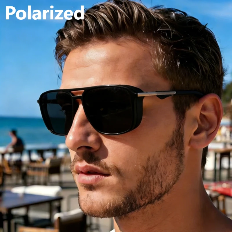 Lunettes de soleil polarisées carrées pour homme, anti-éblouissement, pour l'été, les fêtes, les vacances, les voyages, la conduite, la pêche, pour hommes et femmes