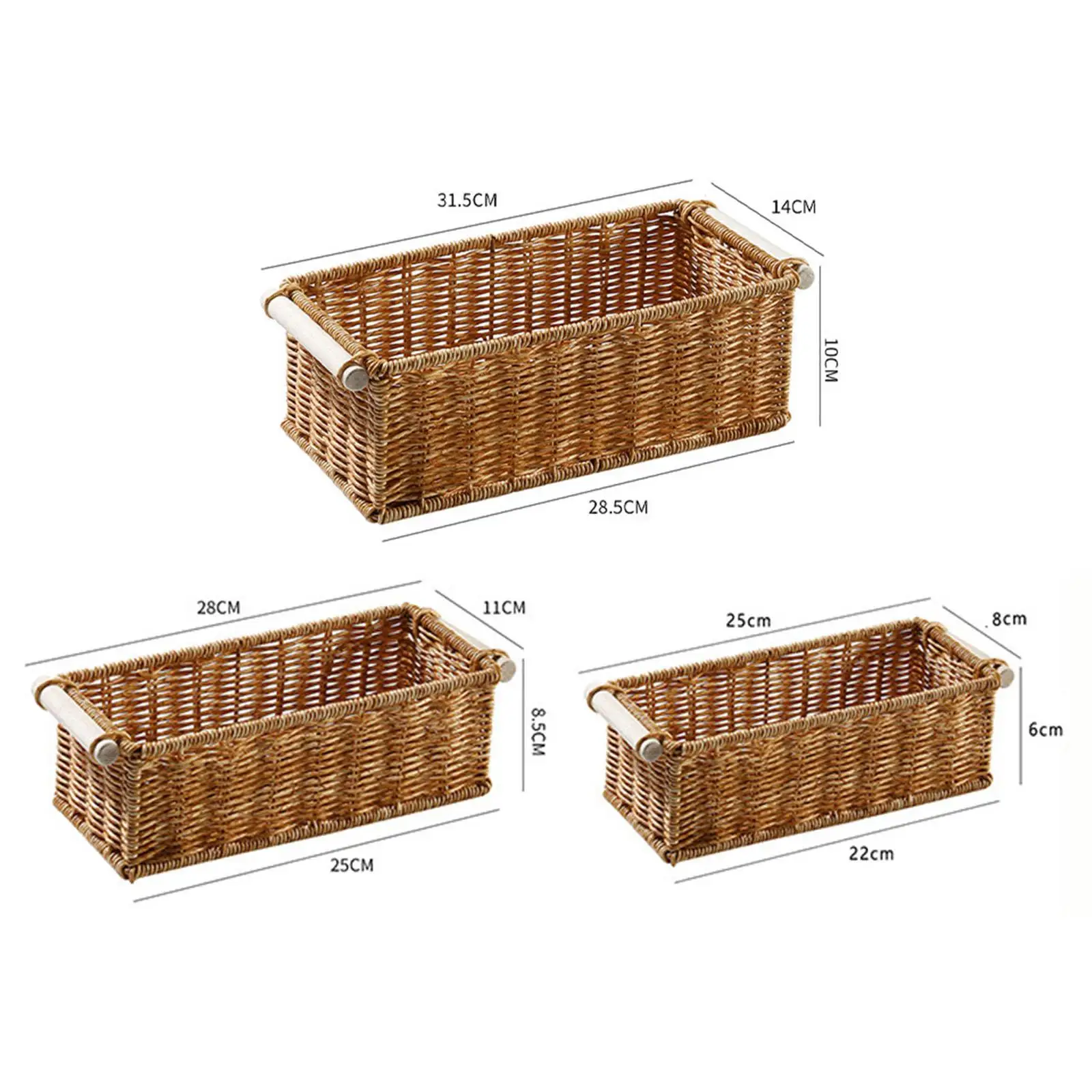 Imitation Rattan Storage Basket Perfume Tray for Organizing Rectangular Vintage for Home Coffee Table Bar Bathroom Kitchen