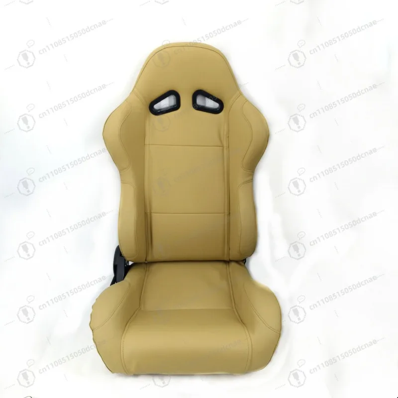 Modified Car Seat Dual Slide Rail Adjustable Beige Small Hole PVC Sport Seat Universal