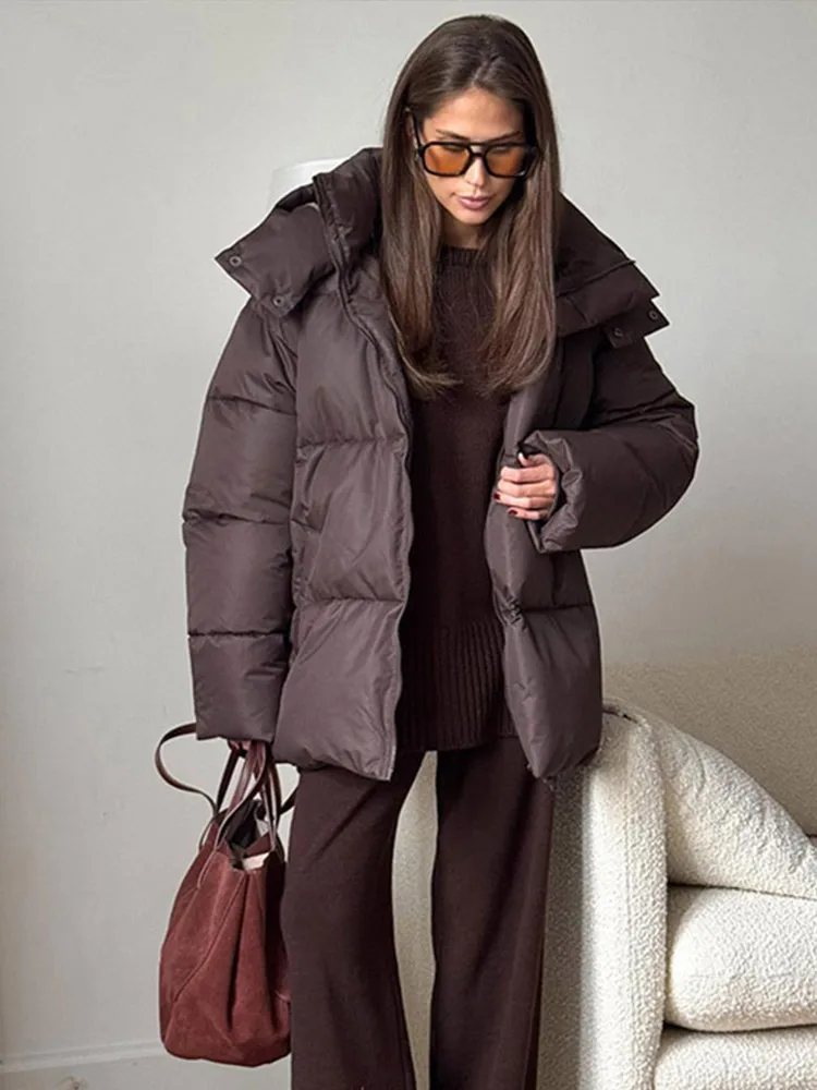 Abrigos de invierno para mujer, Parkas gruesas y cálidas de algodón, ropa de abrigo holgada con cuello levantado y manga larga con capucha, abrigo informal para ir al trabajo 2024