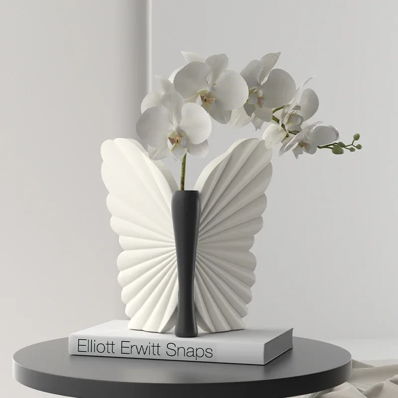 Abstract art soft butterfly vase ornament high-end living room flower arrangement porch TV cabinet dining table home accessories