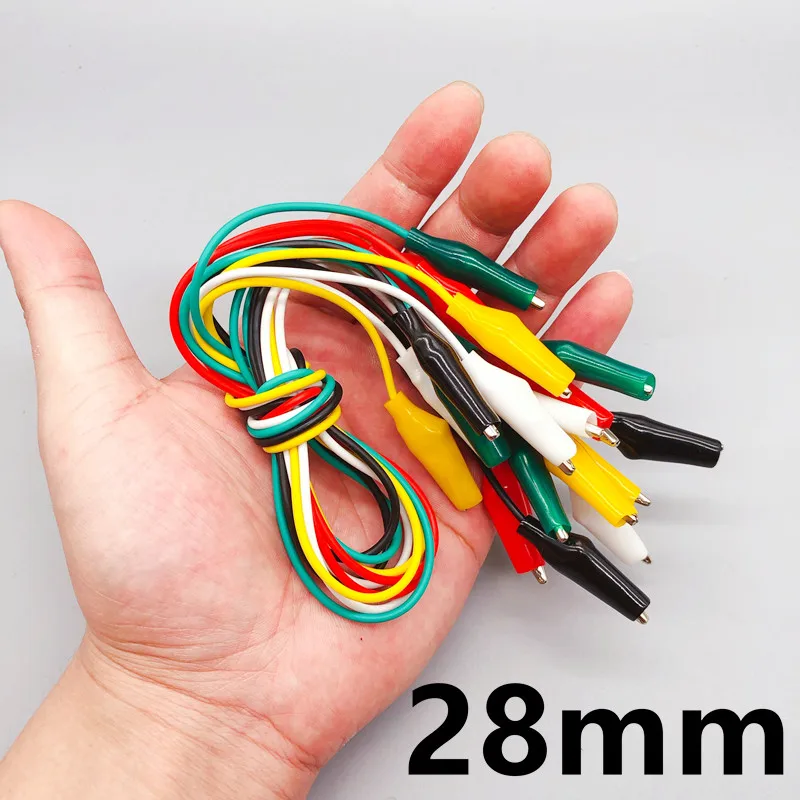 10pcs Color Alligator Clip Electric DIY Small Battery Power Cord Sheath Electric Clamp Double Head Test Clamp.28mm35mm45mm 50cm