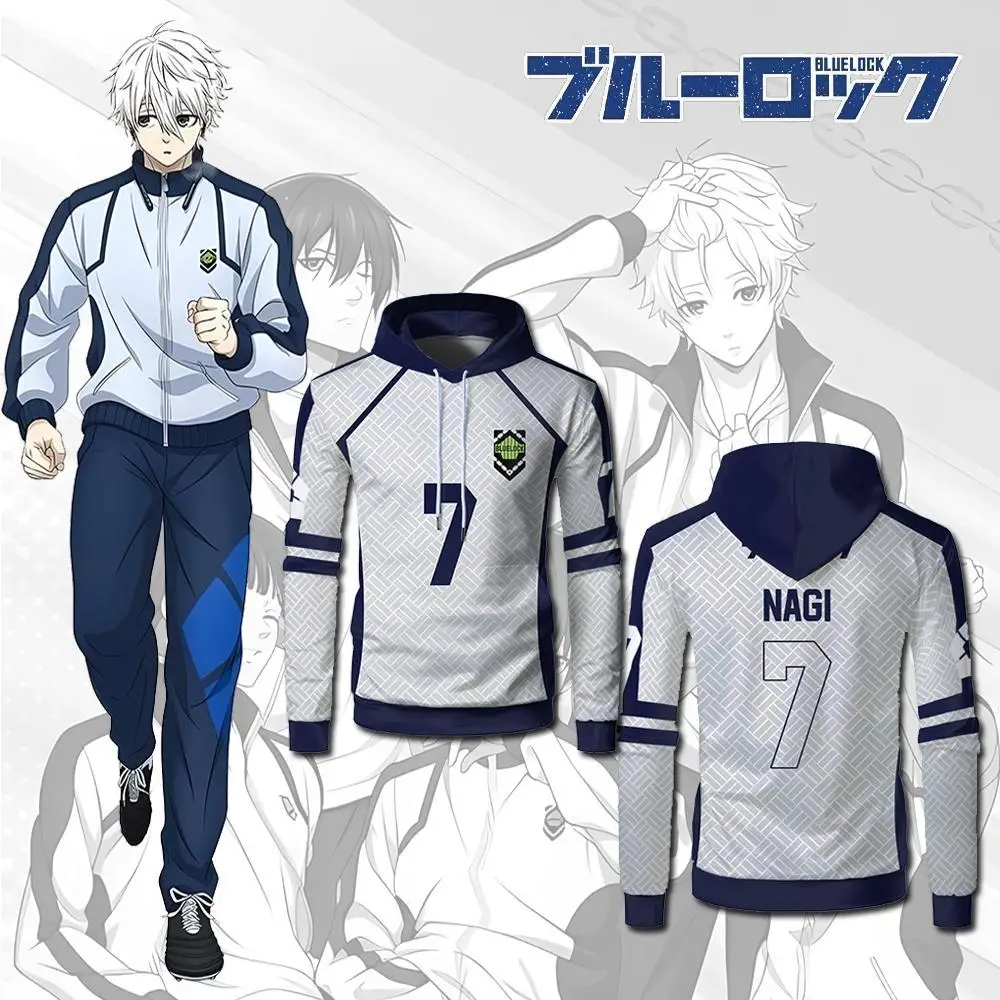 

No. 7 NAGI Blue Lock Hoodie Comfortable Breathable Long-sleeved Sports Soccer Jerseys Unisex Street Trend Y2k Hooded Sweatshirt