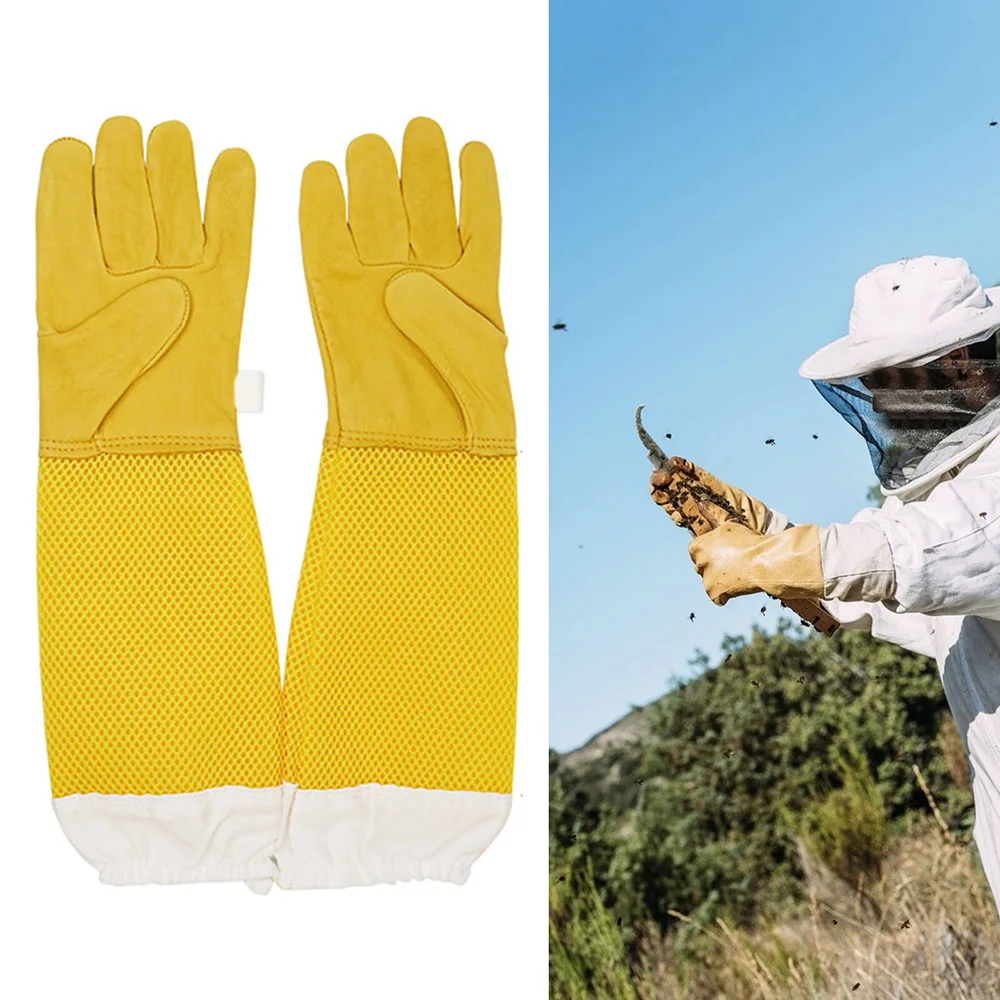 Beekeeper Gloves Protective Sleeves Ventilated Professional Anti Bee for Apiculture Beekeeper Prevent Beehive tools