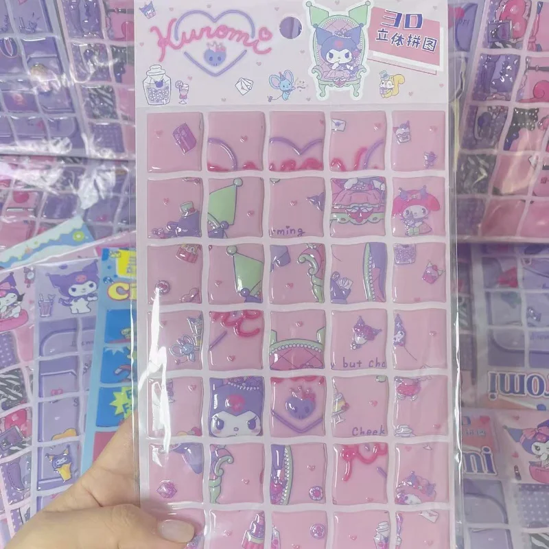 Bonito kulomi adesivo dos desenhos animados 3d alívio quebra-cabeça adesivo menina diy caso de telefone desktop mala decoração menino recompensa adesivo