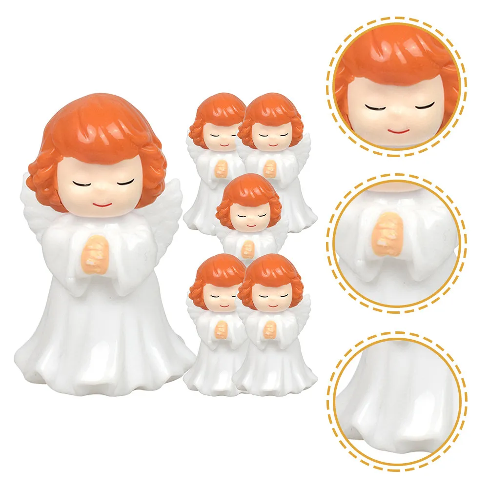 

6Pcs Praying Angel Statues Delicate Baby Angel Decor Ideal for Birthday Cake Table Home Office Shelf Decorations