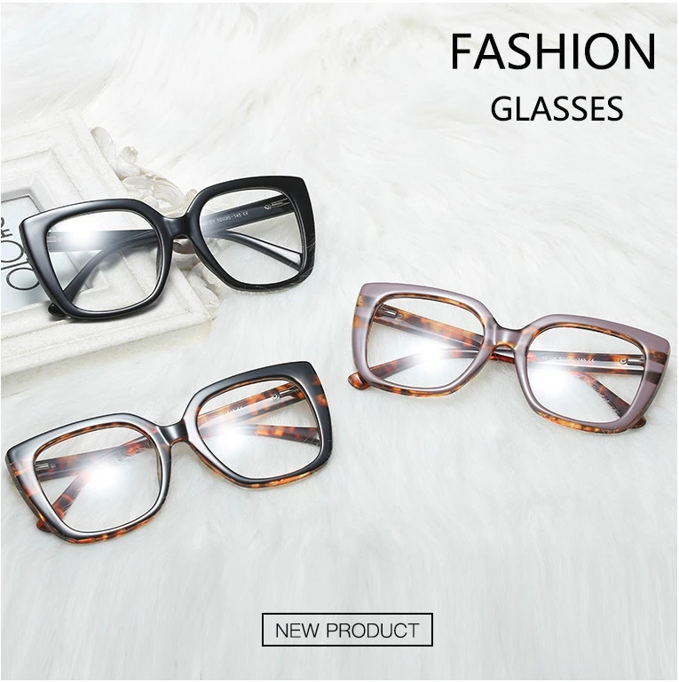 45759 Big Frame Square Stripes Brand Glasses Frames Women Retro Leopard Optical Fashion Computer Glasses