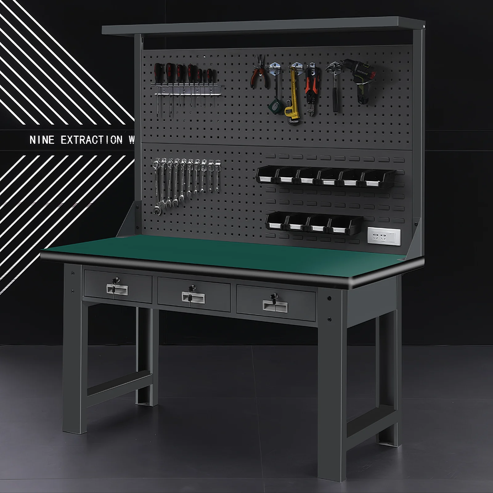 Anti-static heavy duty workbench with drawer independent lock station table multi-functional fitter workbench workshop assembly