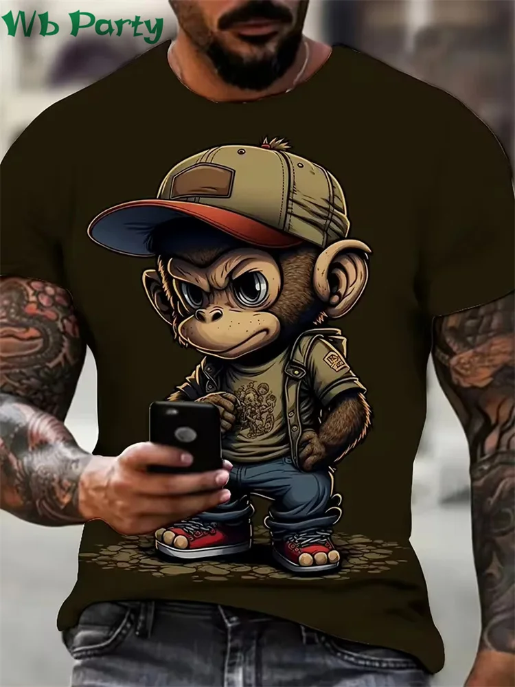 Футболки с принтом обезьяны в стиле хип-хоп, футболка с круглым вырезом и короткими рукавами, дизайнерская одежда, мужская одежда с принтом обезьяны, мужские дизайнерские футболки