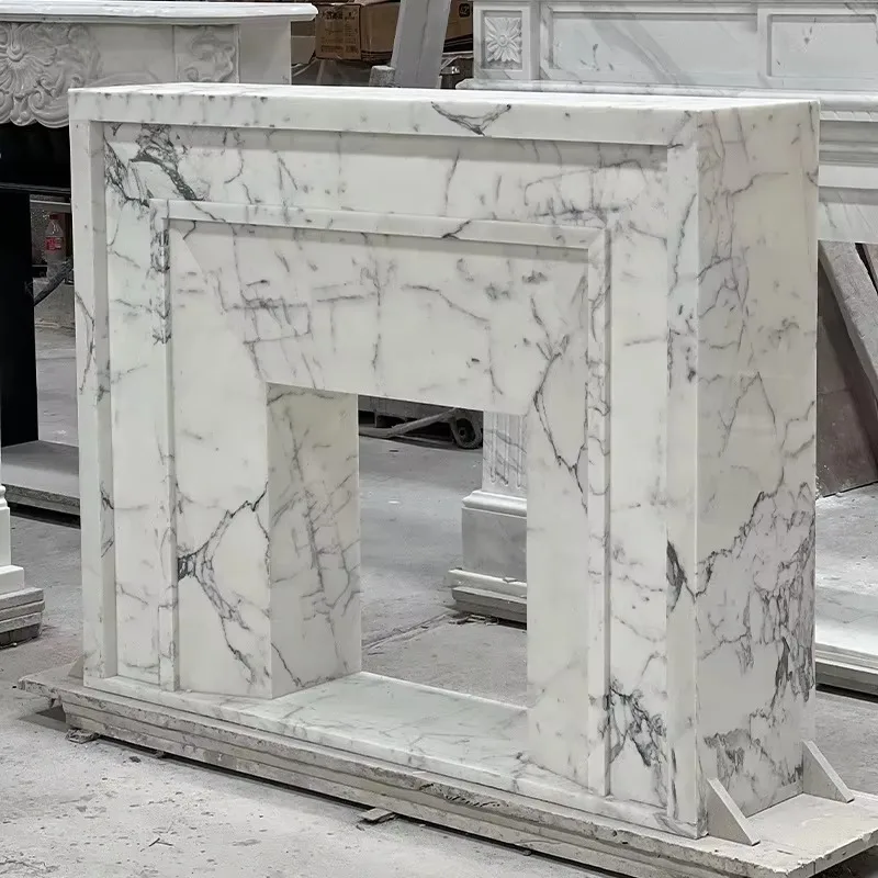 Polished Fireplace Mantel Luxury Living Room Kitchen Freestanding Installation Surround Mantel MantleFrench