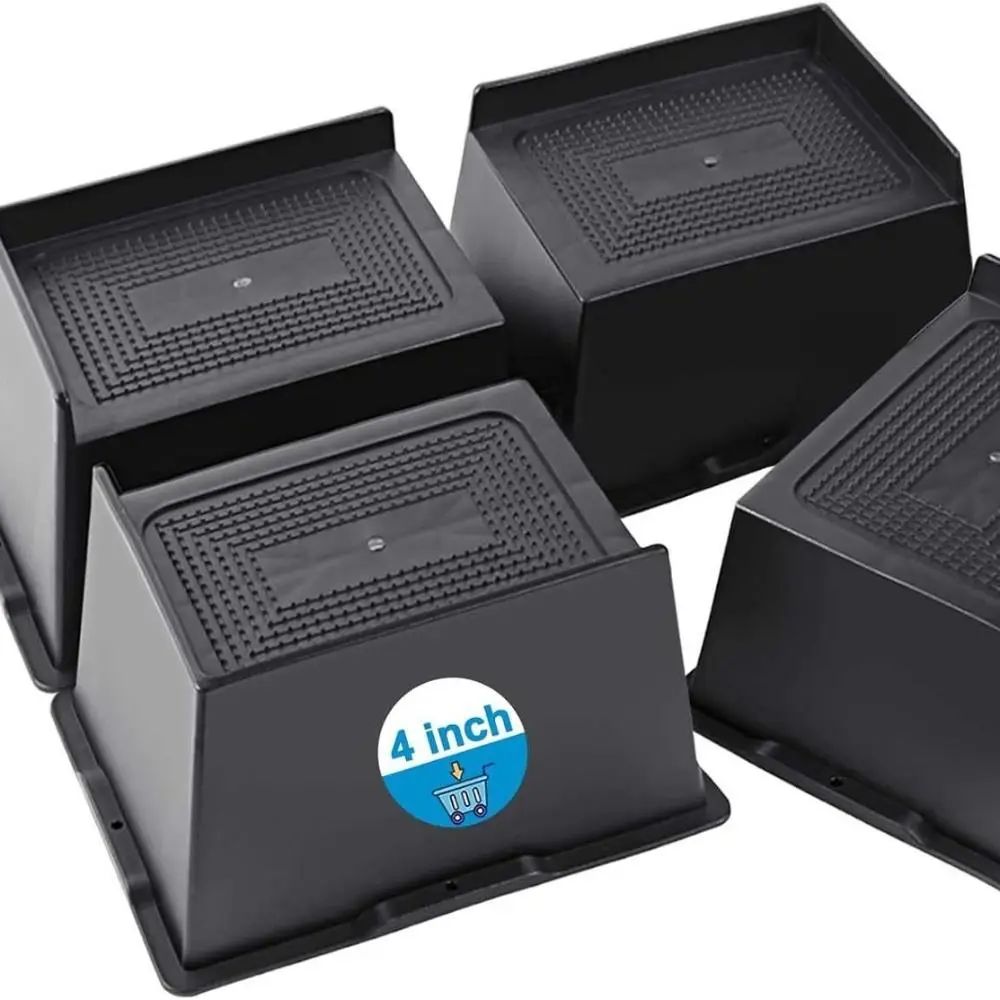 مجموعة رافعات سرير بارتفاع 4 بوصات مكونة من 4 قطع بتصميم مربع لرافعات الأثاث شديدة التحمل ودعم كبير الحجم وإطار أثاث قابل للتعديل #5