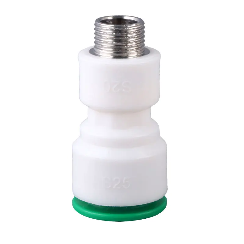 PPR pipe 20MM external thread to 25MM quick-connect reducer straight joint DN20MM to DN25Mm water pipe plug and play