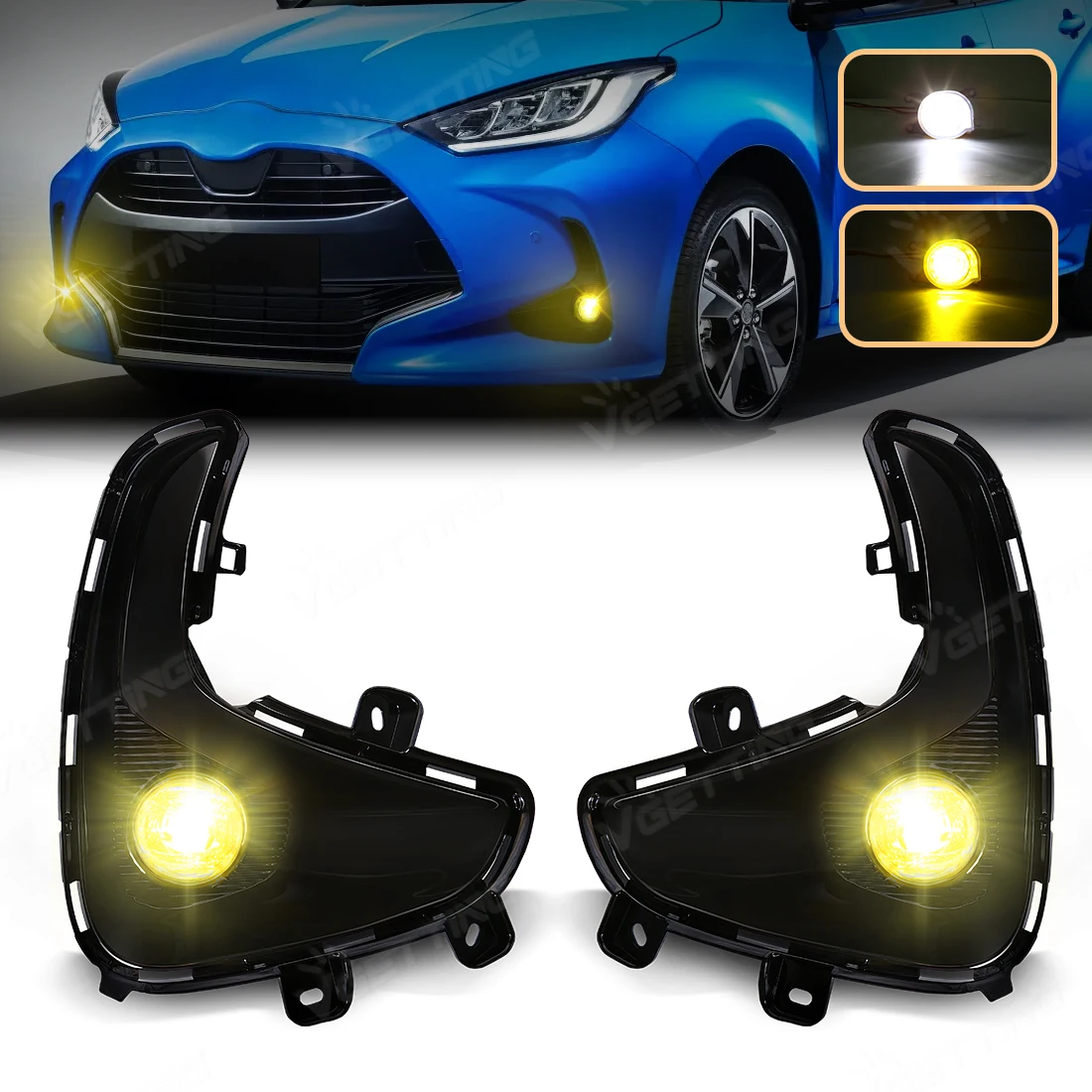 For Toyota Yaris Vios 2020 2021 2022 LED Fog Lamps Daytime Running Light DRL Front Bumper Headlights Daylights Car Accessories