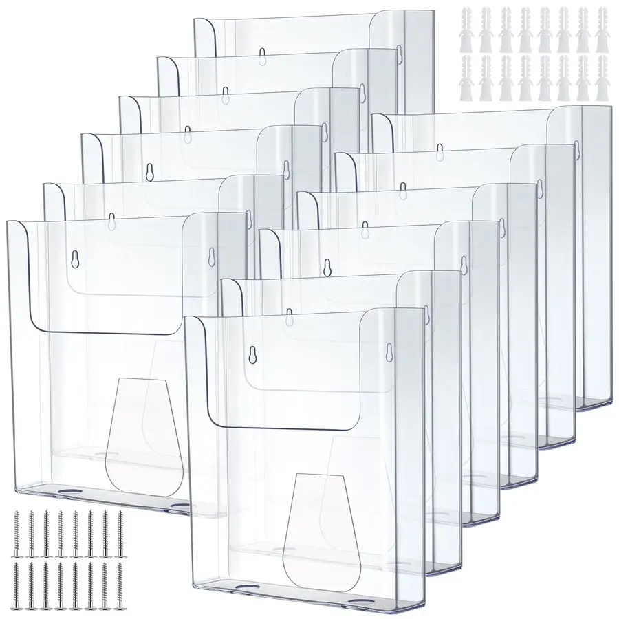 

8 Pcs Brochure Holder 8.5 x 11 Inch Wall Mount Flyer Holder Acrylic Literature Clear Magazine Wall Display Hanging Envelope Disp