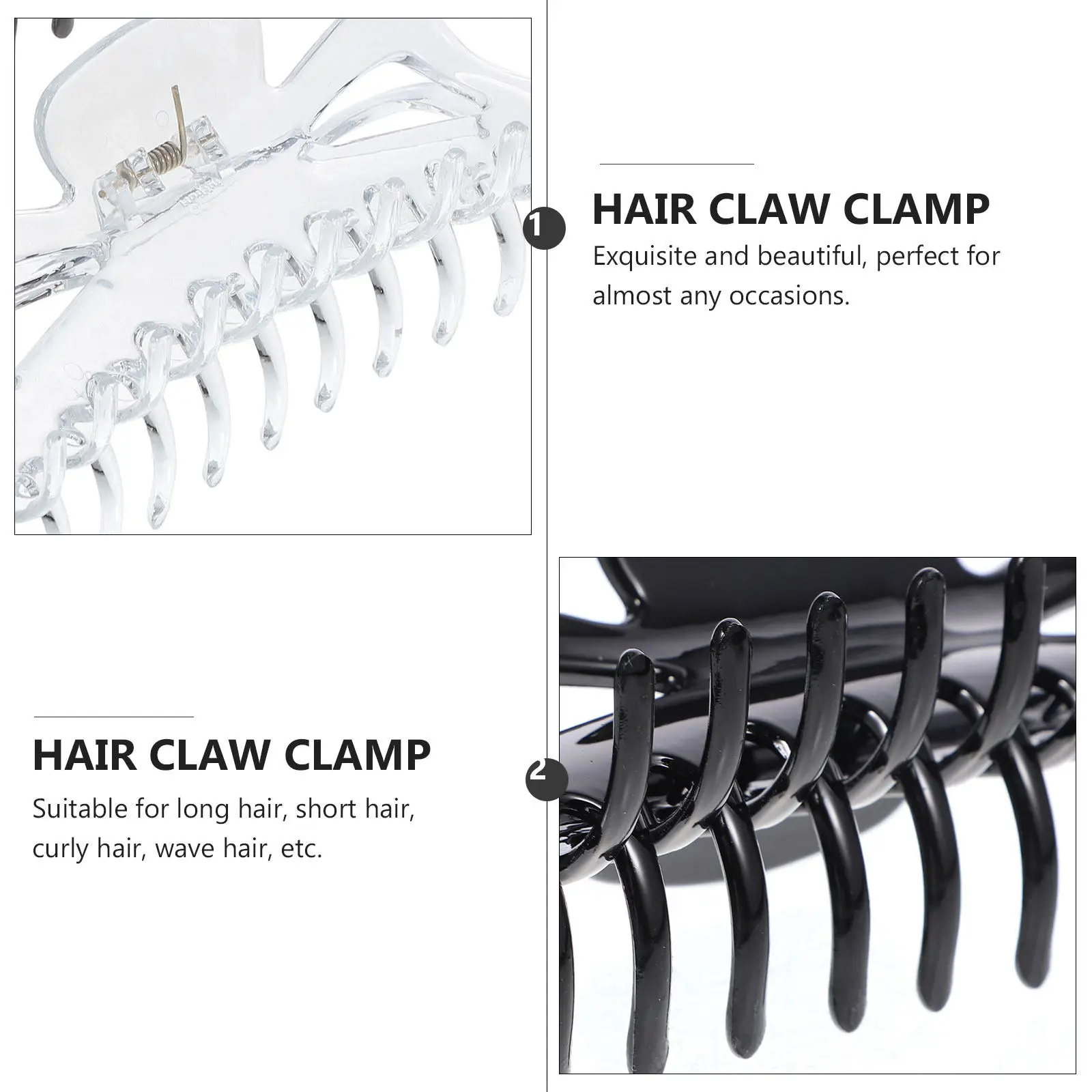 

2Pcs Shower Hair Claw Jaw Acrylic Material Safe Strong Durable Elegant Decoration for Party Daily Life Hair Claw Clip