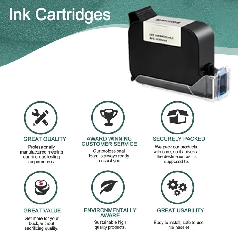 Phezer 12.7mm A Level Original Ink 10pcs Cartridge Quick Dry Black B Level Handheld Inkjet Printer Original Parts Office
