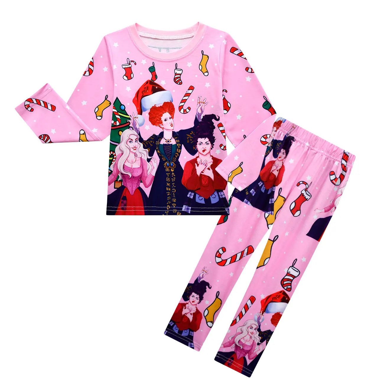 Spring Autumn Clothes Sets for Kids Girls Hocus Pocus 2 Tshirt and Pants Cartoon Long Sleeve Christmas Costumes Children Outfits