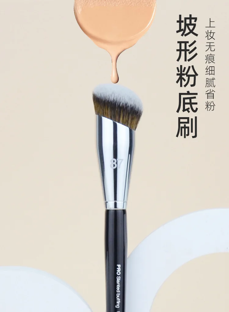 1 piece Pro Slanted Buffing Makeup Brushes #87 Angled Foundation Make up Brush Precision Face cosmetic tools synthetic hair