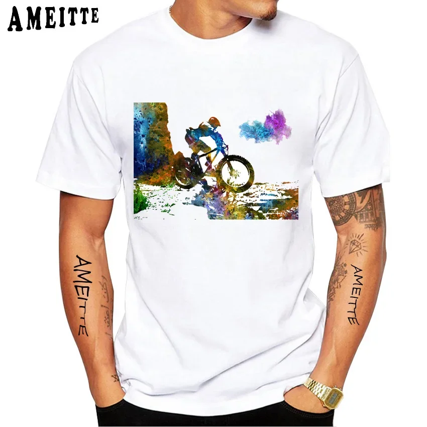 

MTB Mountain Biking Classic T-Shirt New Summer Fashion Men Short Sleeve Cycing Sport Tshirt Bicycle White Casual Boy Tees