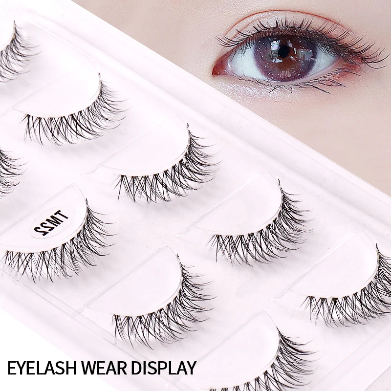 New 3/4/5pair 3d mink eyelashes natural short long invisible thin band fake lashes curl soft fake eyelash extension cilio Beauty