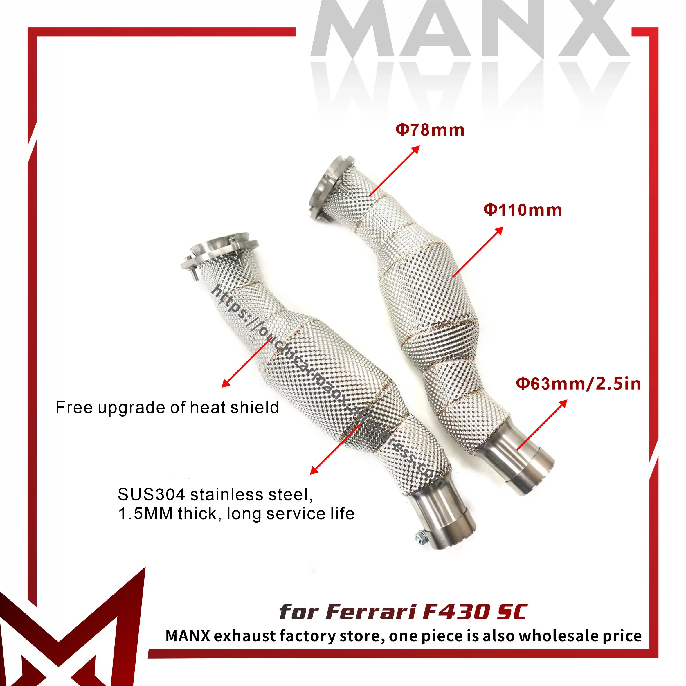 مانكس لفيراري F430 SC النازل SUS304 ماسورة سيارة العادم رائعة درع الحرارة أداء عالي أداء عالي #1