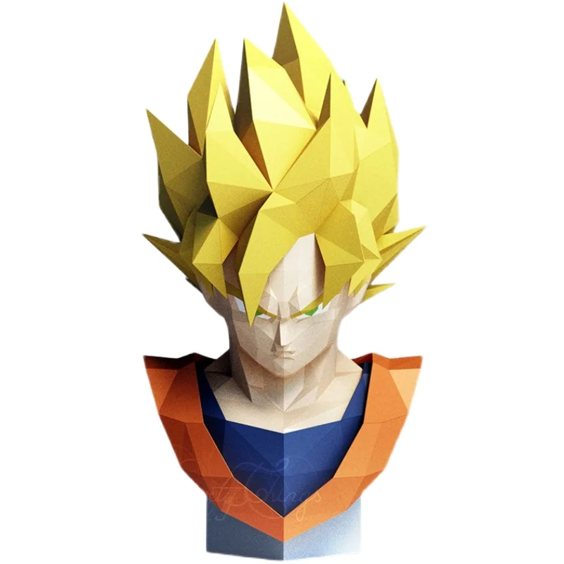 73cm SonGoku Bust Sculpture Paper Model DragonBallZ Anime Figures Papercraft 3D DIY Hand Made Toy Home Decor Desk Decoration