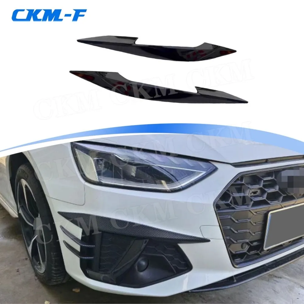 

ABS Carbon Look for Audi A4 S4 2020-2024 Not Standard A Style Front Bumper Fog Lamp Eyebrows Eyelid Cover Car Accessories