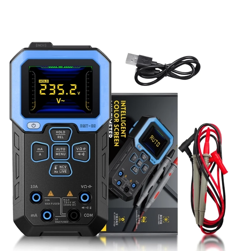 

Multimeter Tester 10000 Count Digital Ohmmeter for Voltage Resistance Temp Test Operated Multi Tester