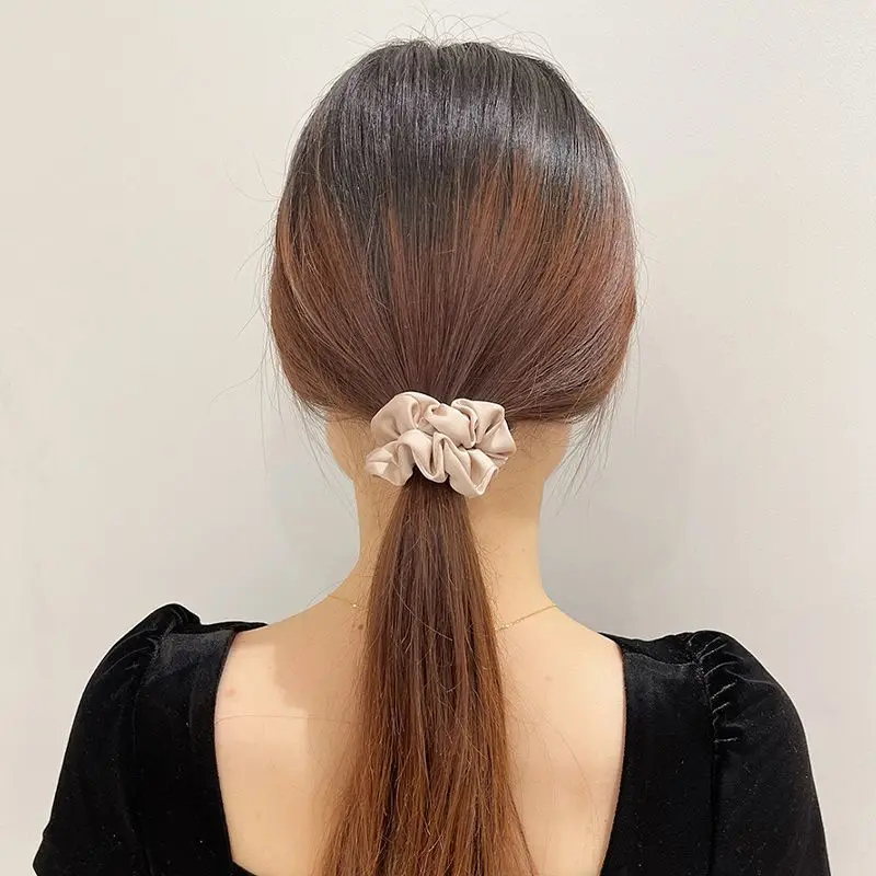 3 elastici per capelli in raso da donna, eleganti fermacoda, fascia elastica a tinta unita, accessori per capelli alla moda_voghion.com