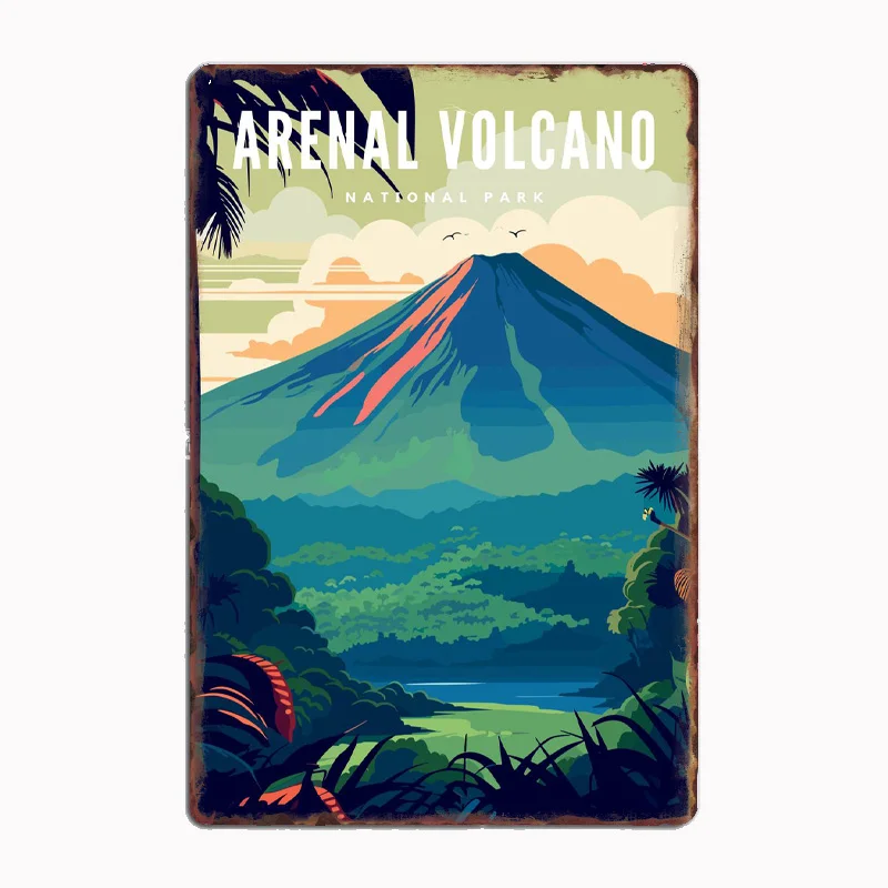 

Arenal Volcano National Park in Costa Rica Poster Metal Plaque Club Home Bar Cave Classic Plaques Tin Sign Room Wall Decor