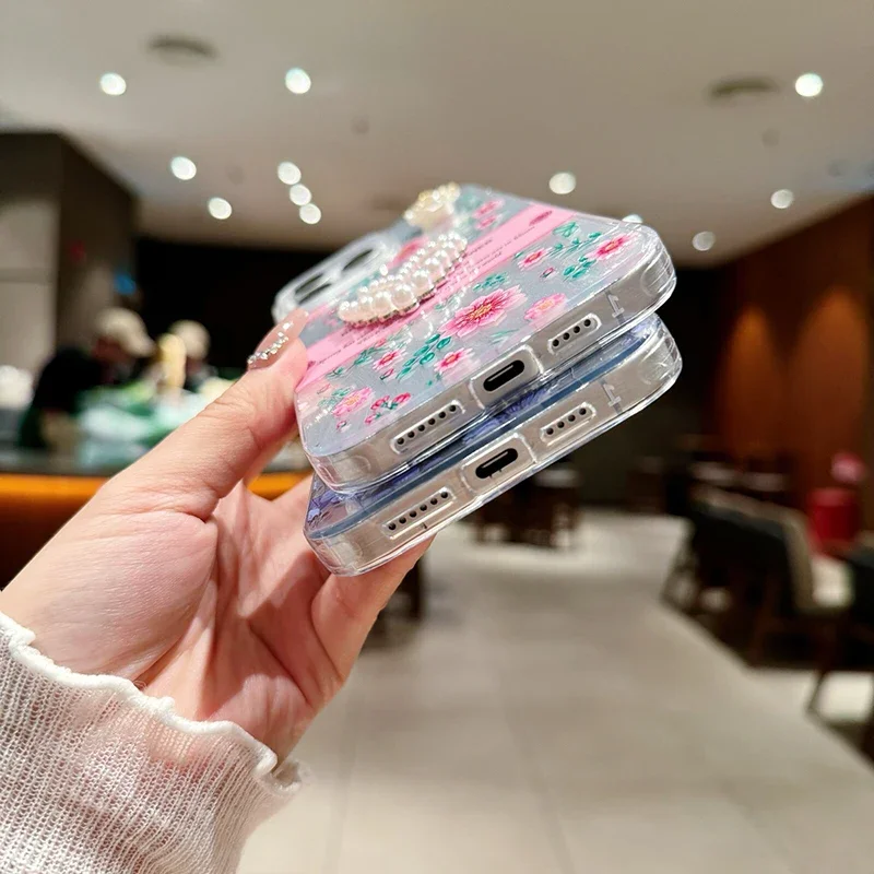 ثلاثية الأبعاد أزهار لطيفة الحب القلب ريشة الغزل سيليكون جراب هاتف آيفون 15 14 13 12 11 برو ماكس X XR XS 7 8 زائد واضح الوفير غطاء #5