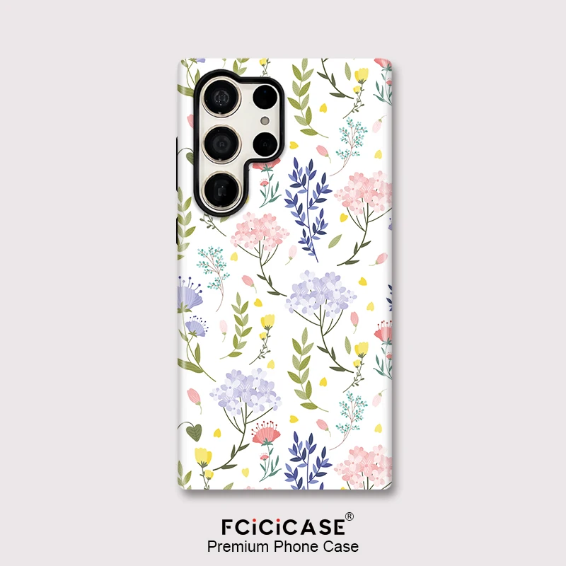 Fcicicase 2 in 1 Double-layer Phone Case For Samsung Galaxy S24 Plus A56 S25 Ultra S23 A26 A36 A16 S20 FE Flower Floral Cover