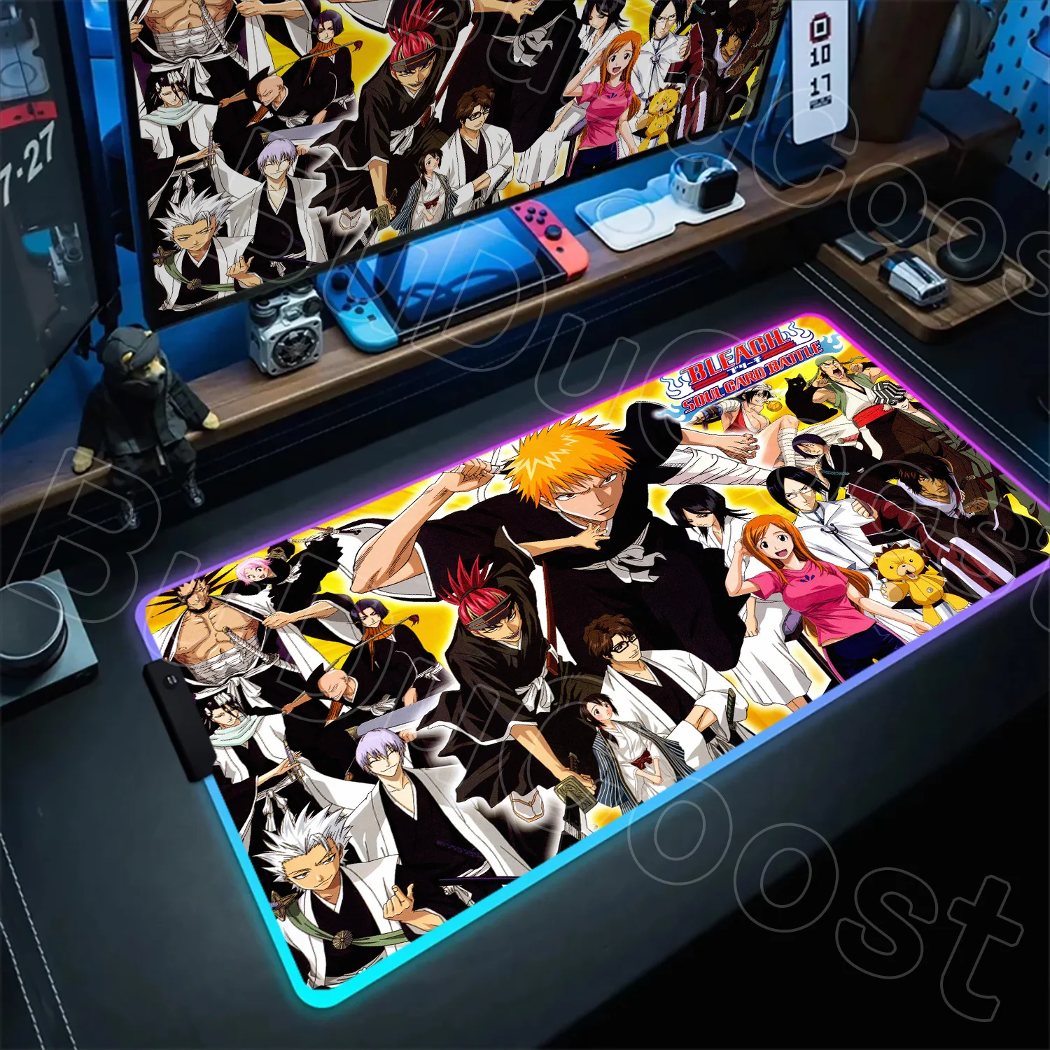 RGB Gaming Mouse Pad BLEACH Anime Large Mouse Mat Xxl Desktop Keyboard Carpet With Backlight Mousepad PC Gamer Laptop Table Mats