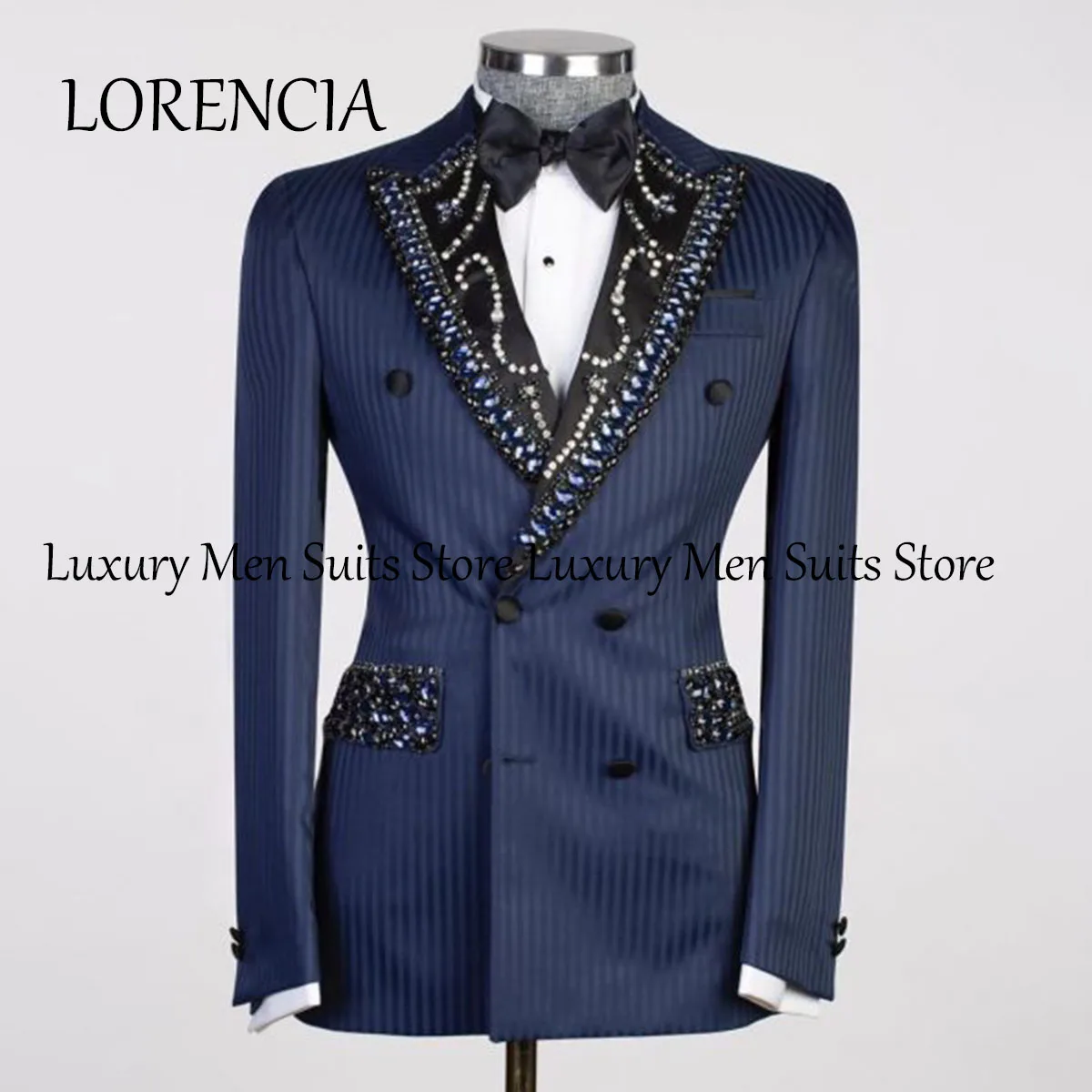 

Sparkly Men Suits 2 Pieces Sets Diamond Wedding Groom Tuxedos Beaded Crystals Slim Fit Formal Costume Homme Male Prom Blazers