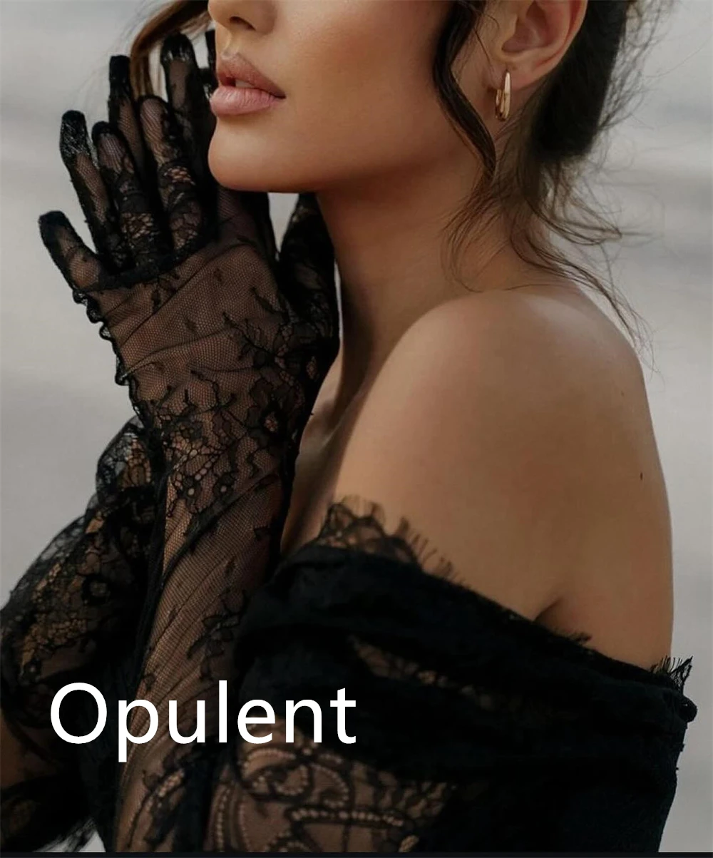 Customized  Exquisite Black Jersey Evening Dress Temperament Strapless Off the Shoulder Long Sleeves Bespoke Occasion G image 4