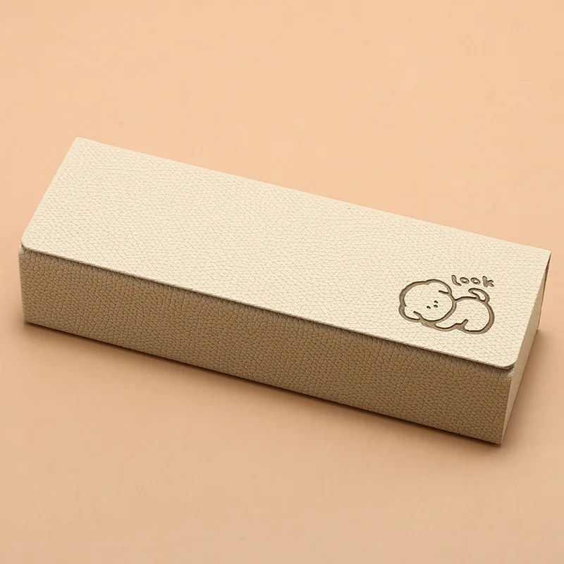 New fashionable handcrafted square eyeglass case with puppy cartoon pattern and pressure-resistant hard shell eyeglass case