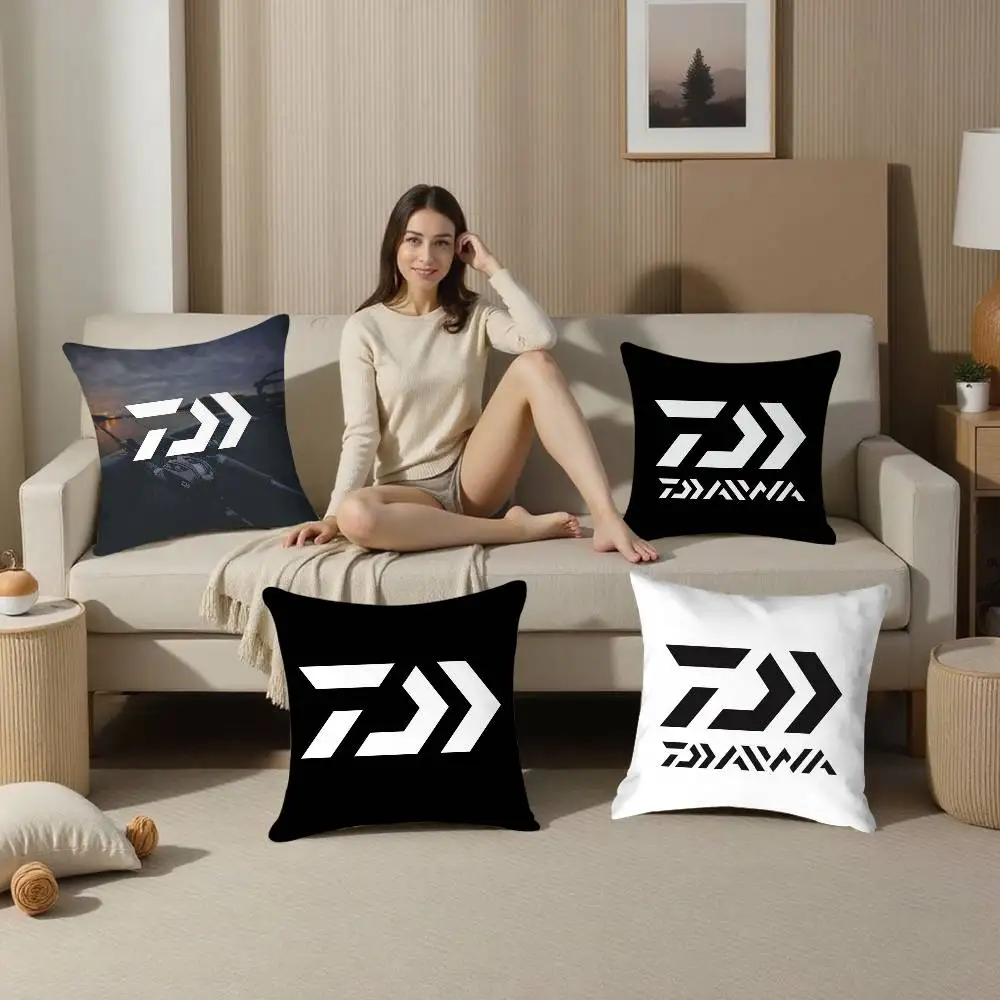 العلامة التجارية D-DAIWA P-PIER 39 كيس وسادة قماش قطيفة لينة Colorfast مزدوجة الوجهين طباعة قصيرة أفخم غطاء وسادة أريكة المنزل رمي