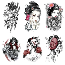 Geisha Fake Tattoo Stickers for Woman Half Arm Tatouage Ephemere Femme Tatuaze Tymczasowe Sexy Tattoo Adesivo Waterproof Tatoo