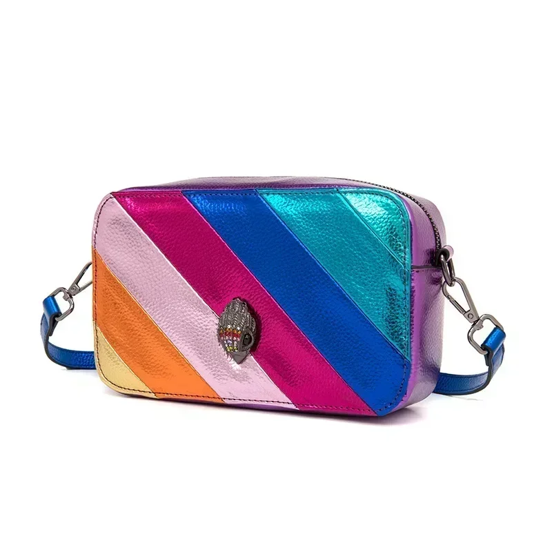 Kurt Geiger Bags Spot Delivery Women's Bag Splicing Chain Shoulder Crossbody Bag Rainbow Eagle Head Bag Factory