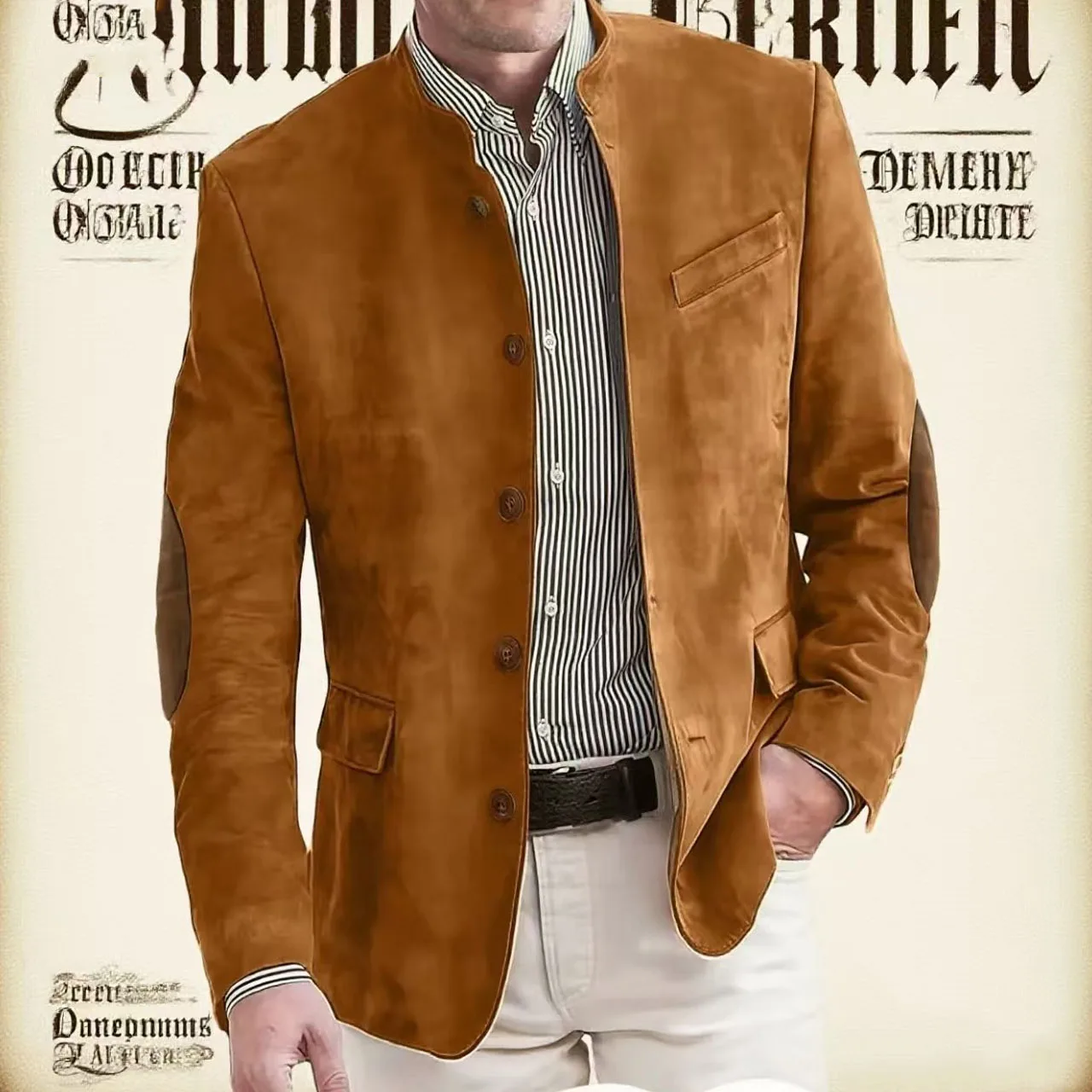 

Autumn Winter Men's Casual Suede Blazer Jacket Long Sleeve Solid Color Single Breasted Button Fashion Jackets 2026 New