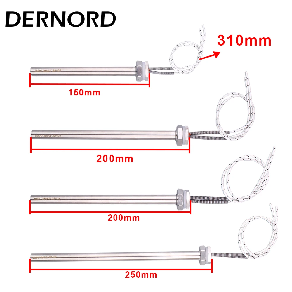 220v Cartridge Heating Element with M16 Thread Immersion Electric Heater Rod Water 300W 500W 600W 800W